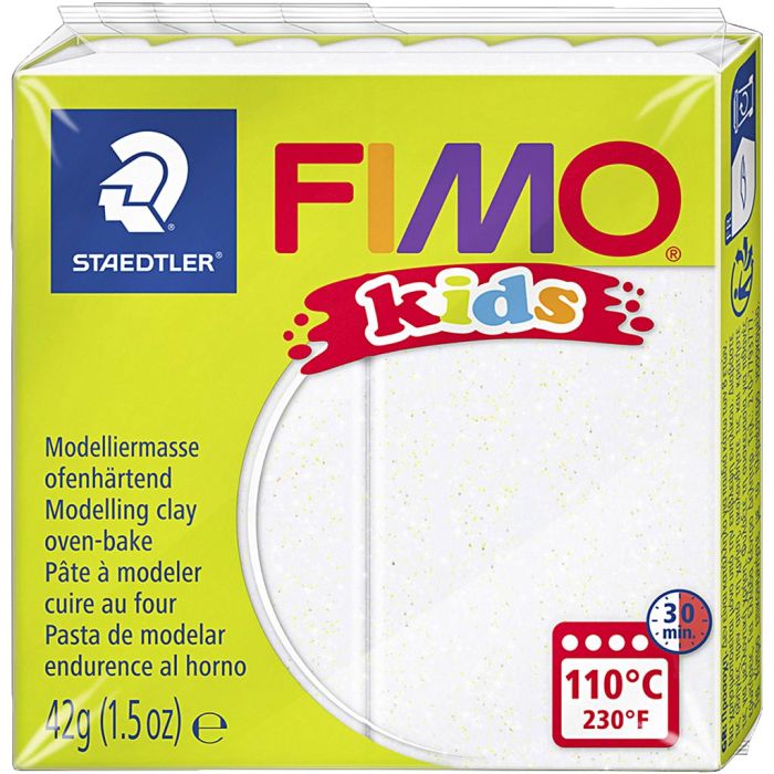 FIMO® Kids Clay, glitter, vit, 42 g/ 1 förp.