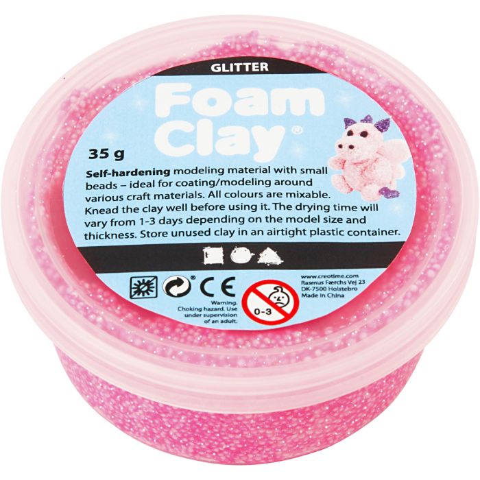 Foam Clay® , glitter, rosa, 35 g/ 1 burk
