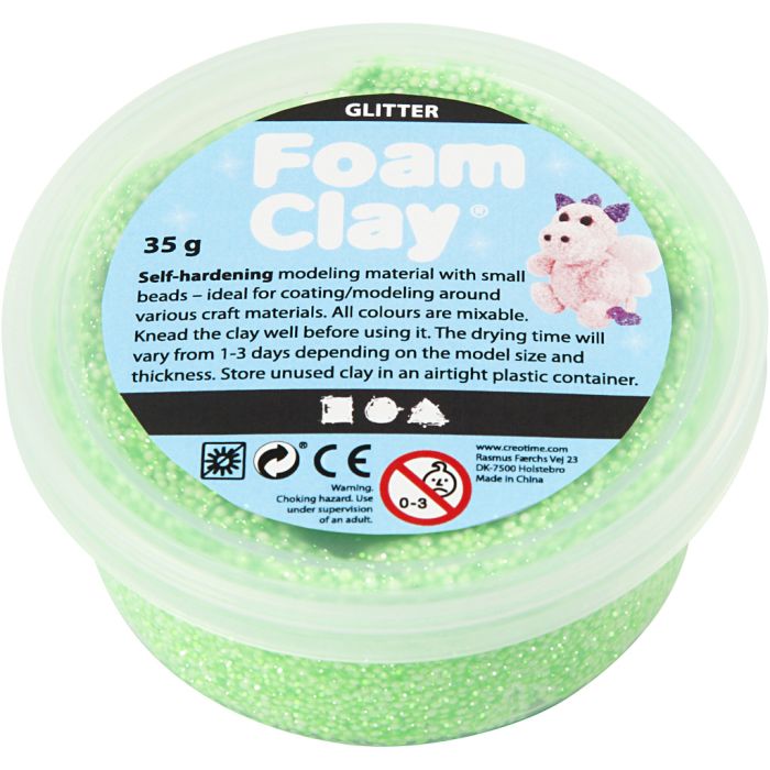 Foam Clay® , glitter, grön, 35 g/ 1 burk