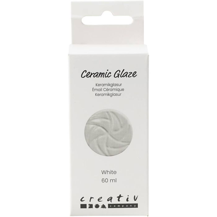 Keramikglasyr, 984-1101 °C, täckande, white, 60 ml/ 1 burk