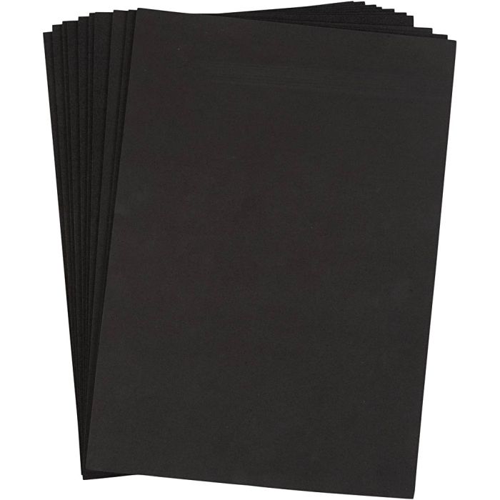 Dekorgummi, A4, ark 210x297 mm, tjocklek 2 mm, svart, 10 ark/ 1 förp.