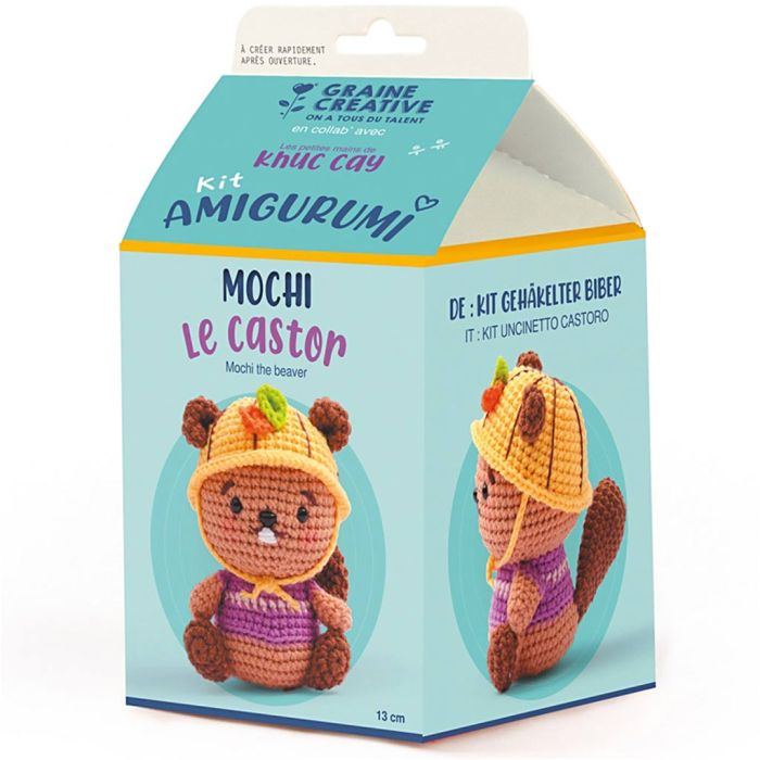 Amigurumi Virkningskit, Bävern Mochi, stl. 13 cm, 1 förp.
