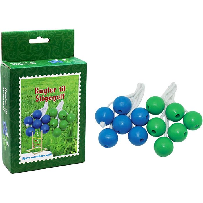 Steggolfbollar, Dia. 4 cm, färger kan variera , 6 set, 6 par/ 1 förp.