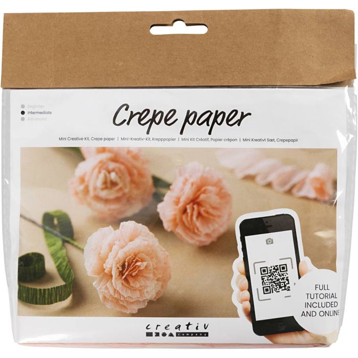 Mini DIY Kit Kräppapper, Nejlikor, Stretchbarhet: 180%, 105 g, 1 förp.