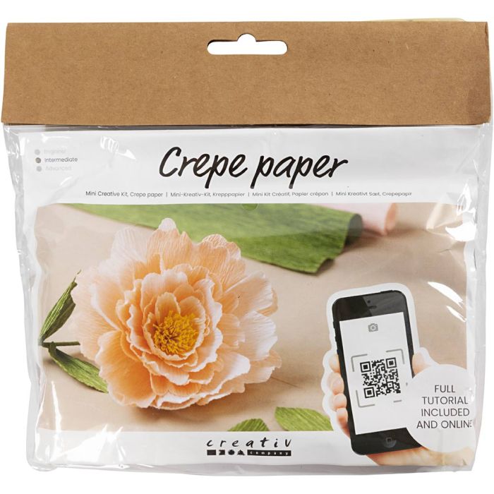 Mini DIY Kit Kräppapper, Pion, Stretchbarhet: 180%, 105 g, 1 förp.