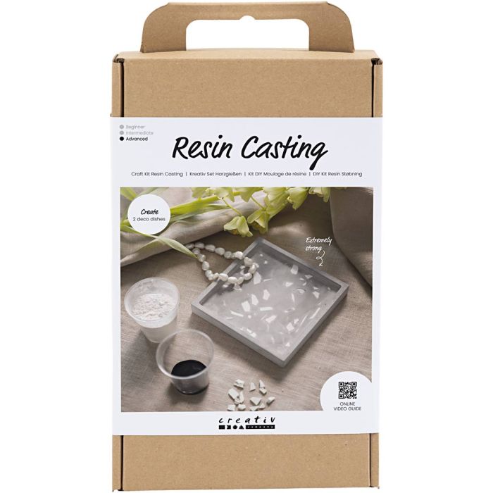 DIY Kit Resingjutning, Fyrkantig bricka med terrazzo, svart, vit, 1 förp.
