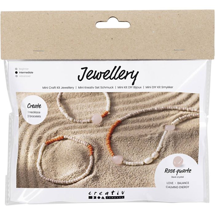Mini DIY Kit Smycken, Halsband och armband i rosenkvarts, 1 förp.