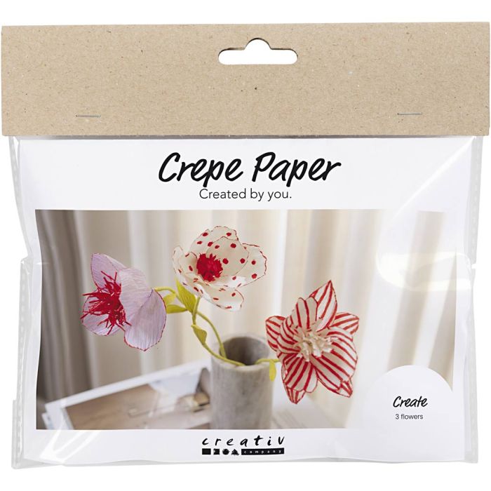 Mini DIY Kit Kräppapper, Blommor, pastellfärger, 1 förp.