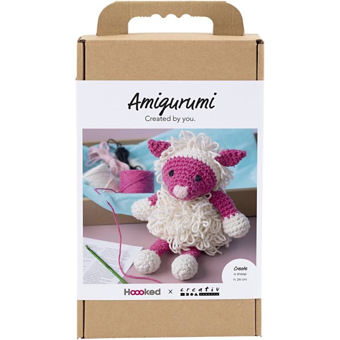 DIY Kit Amigurumi , Får, rosa, off white, 1 förp.