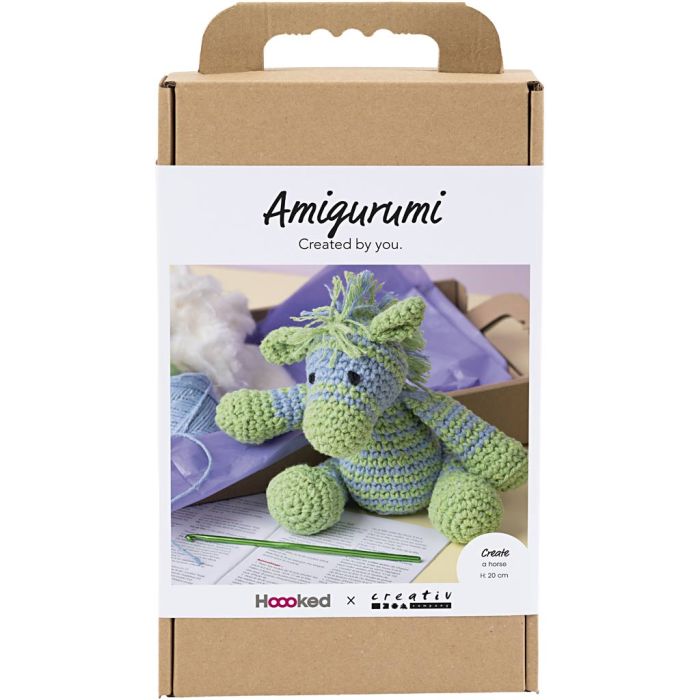 DIY Kit Amigurumi , Zebra , ljusblå, ljusgrön, 1 förp.
