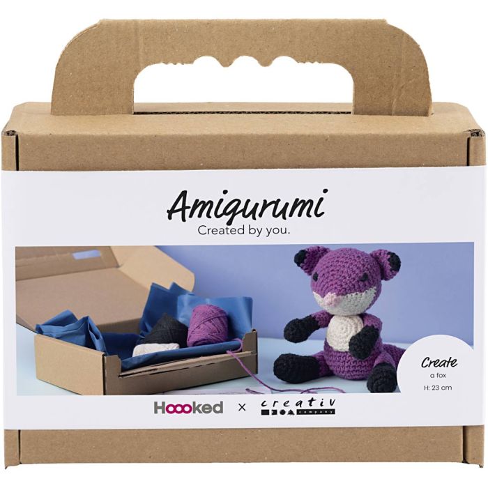 DIY Kit Amigurumi , Räv, svart, plommon, 1 förp.