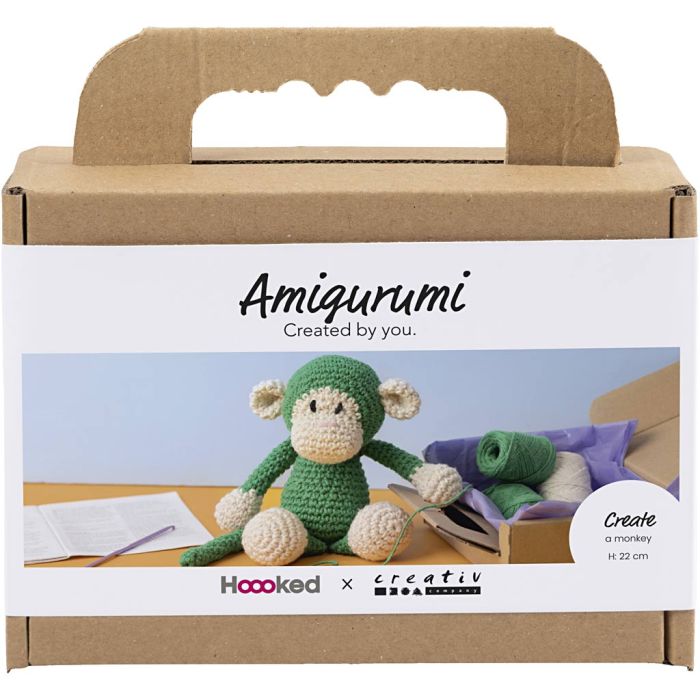 DIY Kit Amigurumi , Apa, grön, off white, 1 förp.