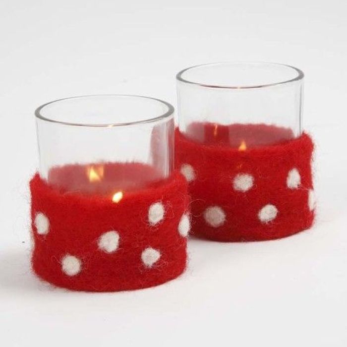 Ljusglas med bälte av nålfilt