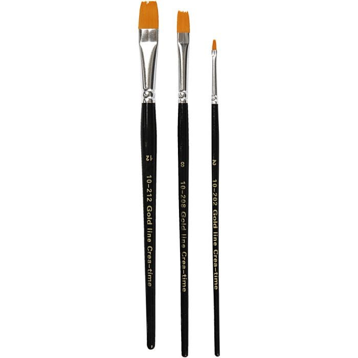 Gold Line-penslar, nr. 2+8+12, L: 16,5-19 cm, B: 3-12 mm, platta, 3 st./ 1 förp.