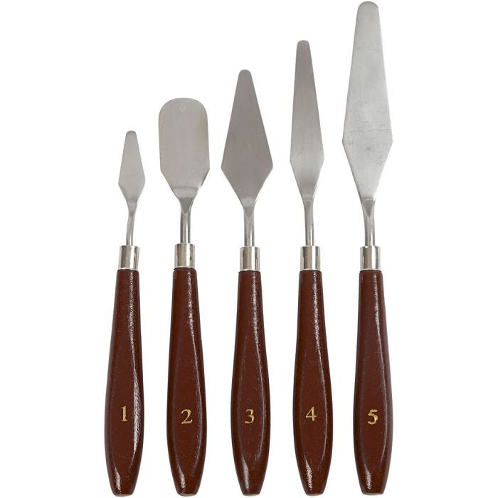 Målarknivar, L: 17-23 cm, B: 1,5-2,5 cm, 5 st./ 1 förp.