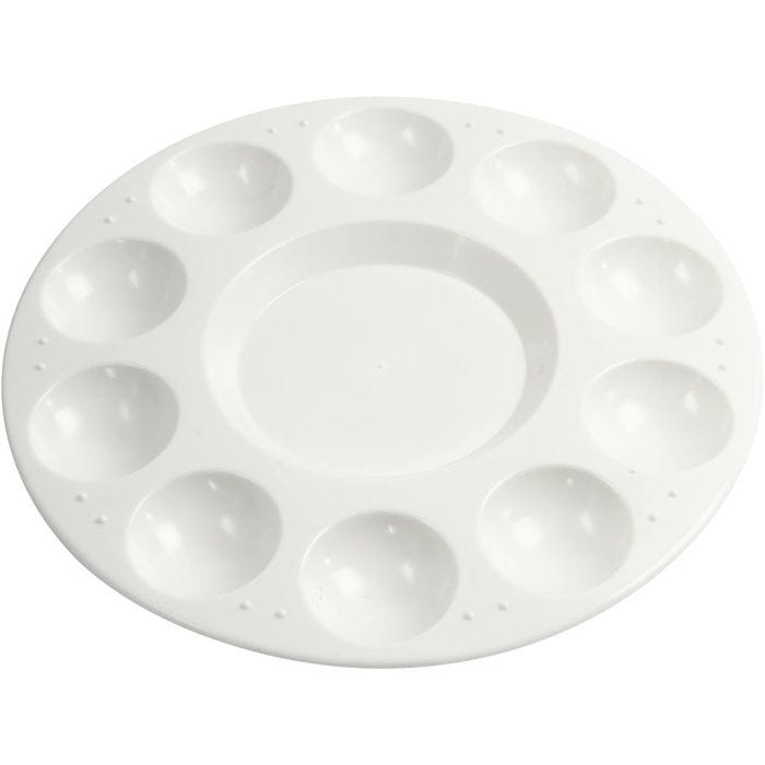 Palett, Rund palett, med 11 fack, Dia. 17 cm, vit, 1 st.