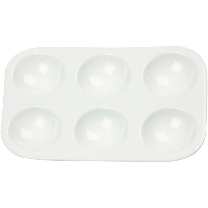 Palett, Rektangulär palett med 6 fack, stl. 13x8,5 cm, vit, 10 st./ 1 förp.