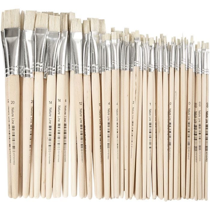 Natur Line Penslar, 00+0+1+2+4+12+14+20, L: 18-22 cm, B: 3-20 mm, platta, 68 st./ 1 förp.