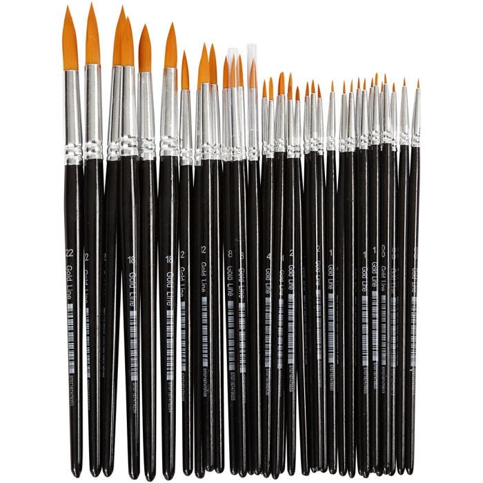 Gold Line-penslar, 0+1+2+4+8+12+18+22, L: 17-21,5 cm, B: 1-7 mm, runda, 36 st./ 1 förp.