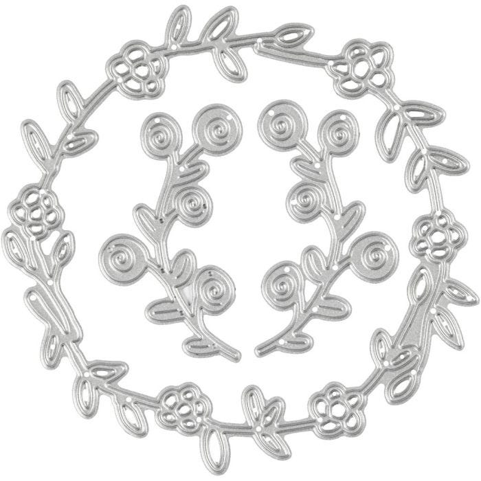 Skär och prägelschablon, blomsterkrans, stl. 102x100 mm, 1 st.