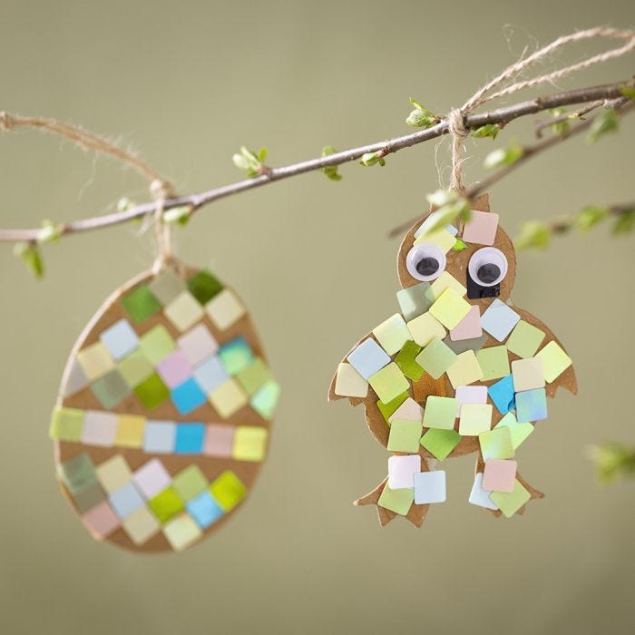 Påskkyckling och påskägg med mosaik