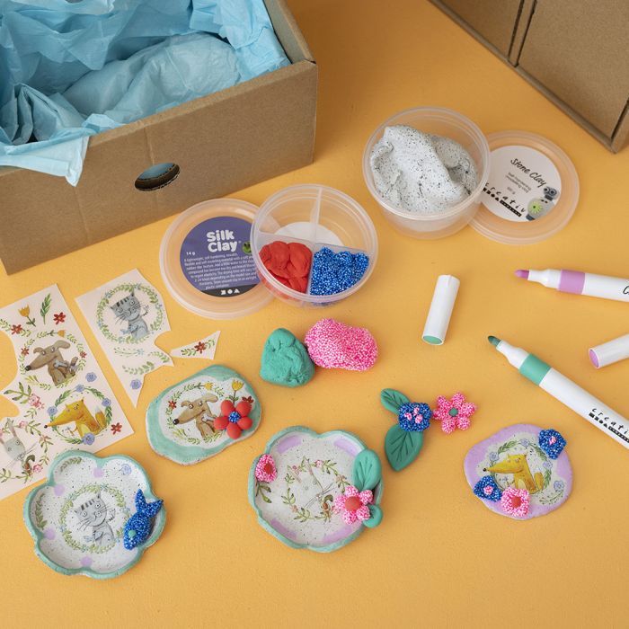 Stone Clay dekorerad med söta djurmotiv