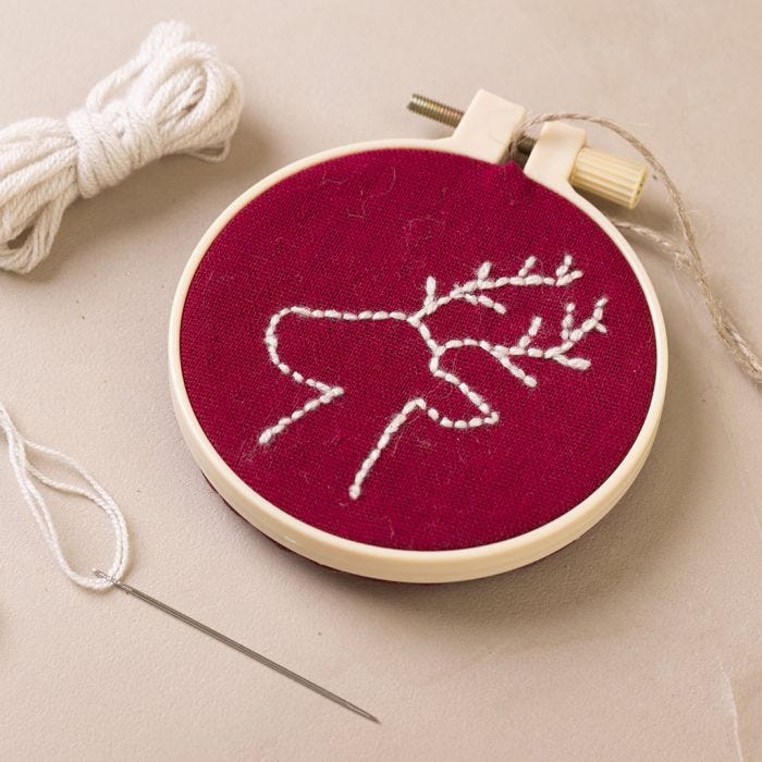 Broderbåge med broderad ren