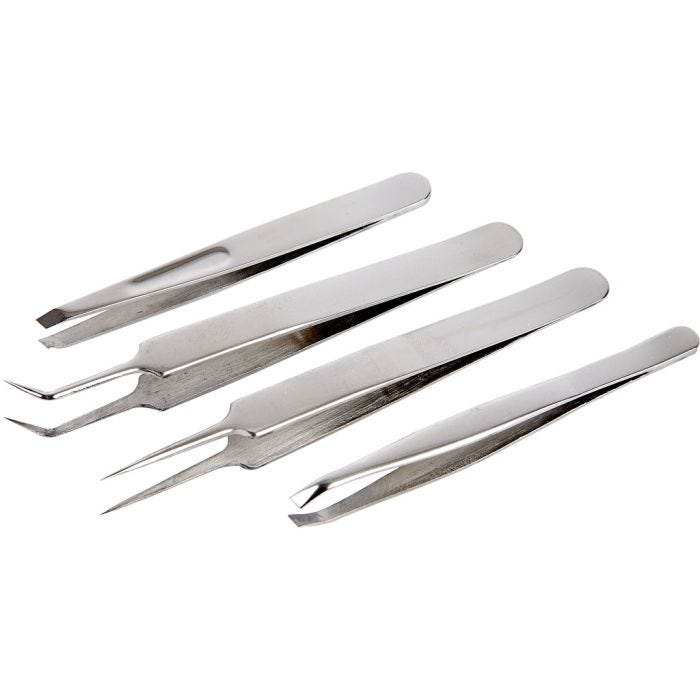 Pincett - sortiment, L: 9-12 cm, 4 st./ 1 förp.