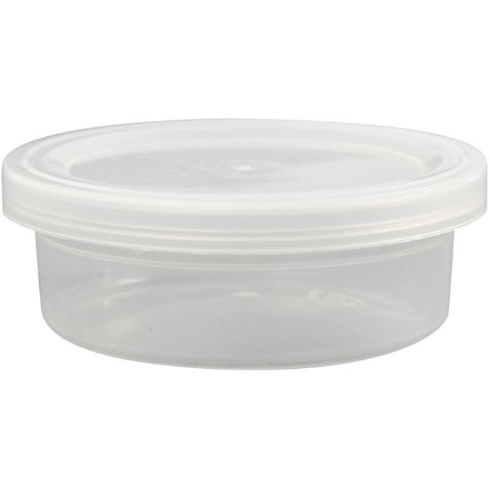 Plastburk med lock, H: 24 mm, Dia. 68 mm, 45 ml, 20 st./ 1 förp.