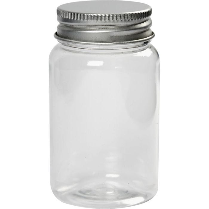 Plastburk med lock, H: 77 mm, Dia. 45 mm, 100 ml, 10 st./ 1 förp.