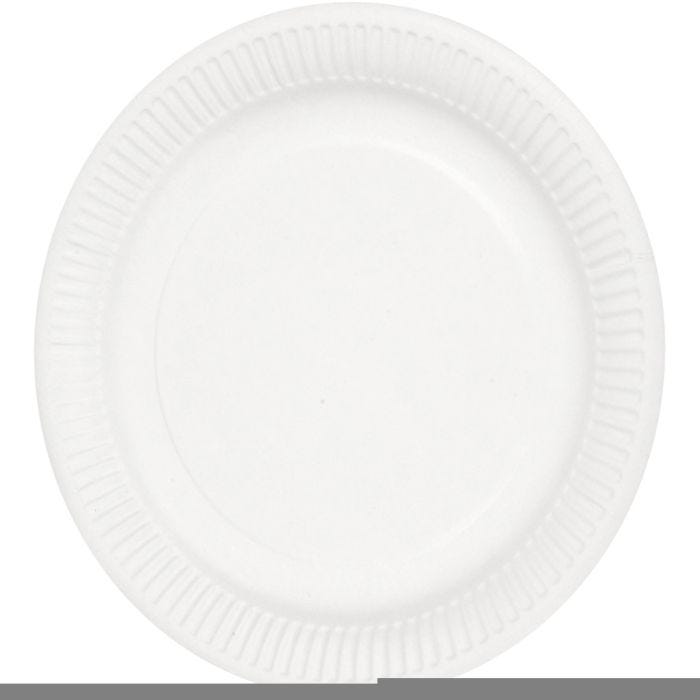 Vita papptallrikar, Dia. 23 cm, 100 st./ 1 förp.