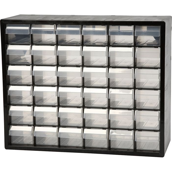 Raaco sortimentskåp, nr. PC 36, stl. 33x40,7x14,1 cm, Hålstl. 60x50 mm, 1 set