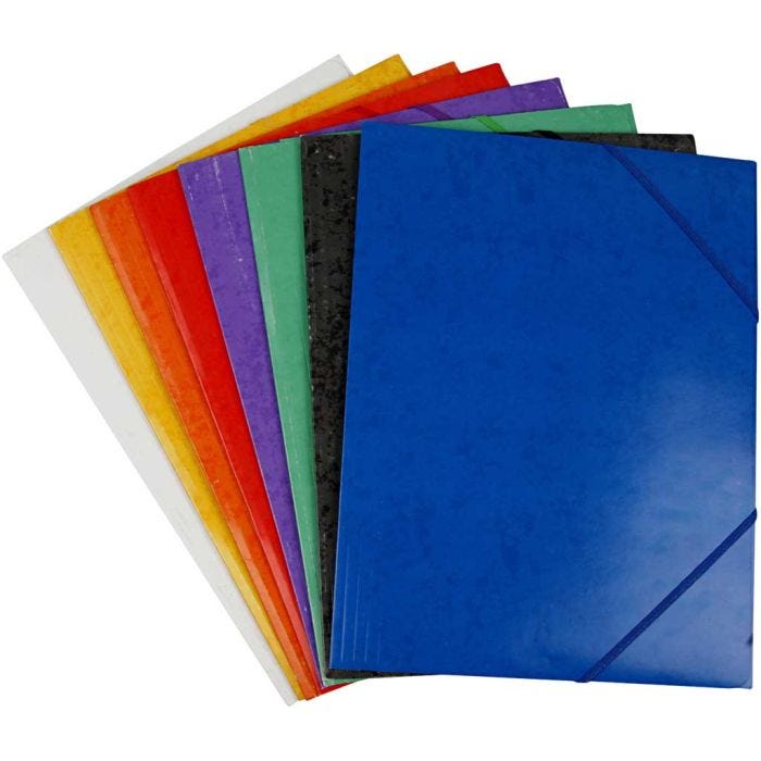 Elastikmappar, A4, stl. 22,9×32,4 cm, mixade färger, 8x3 st., 24 st./ 1 förp.