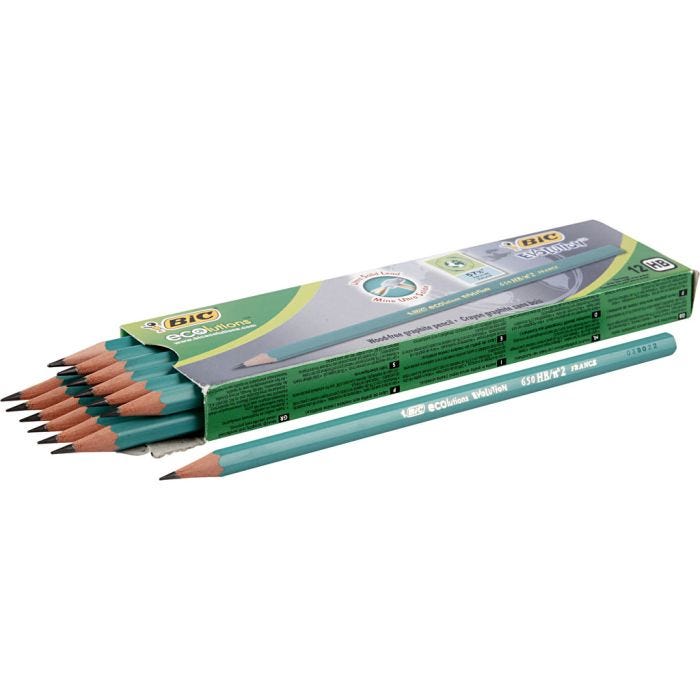 BIC Evolution Blyerts, L: 17,5 cm, hårdhet HB, tjocklek 7 mm, kärna 2 mm, 12st./ 1 förp.