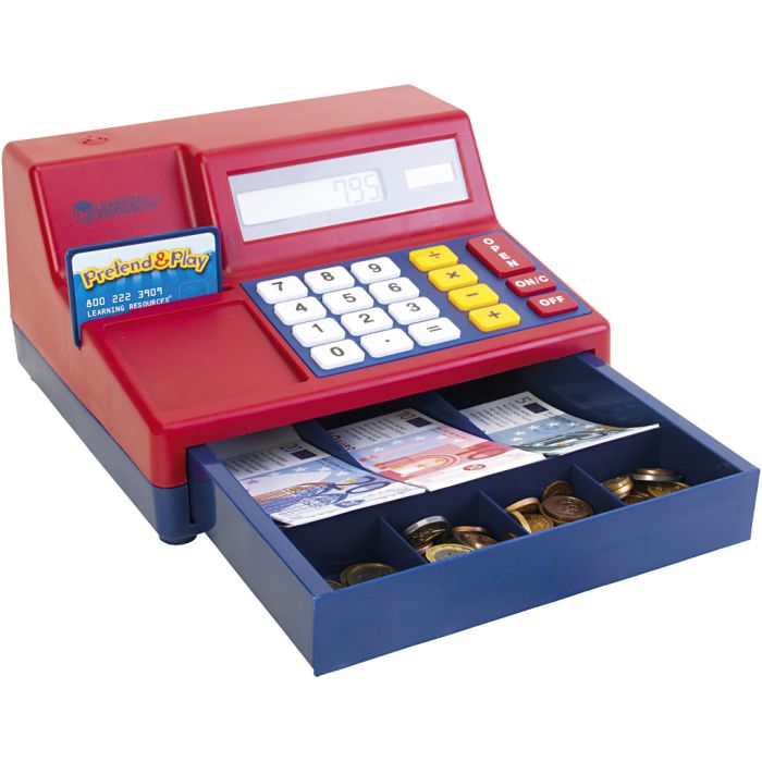 Kassaapparat med pengar, stl. 27x14x24 cm, 1 st.