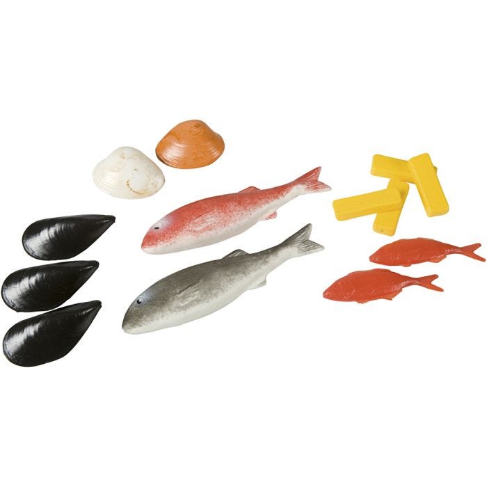 Educo Fisk och Musslor, stl. 6,5-21 cm, 12 st./ 1 set