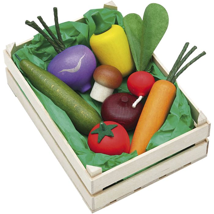 Grönsaker i trälåda, stl. 124x170x60 mm, 8 st./ 1 förp.