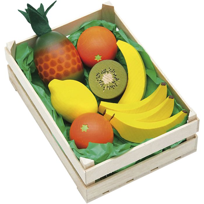 Tropiska frukter i trälåda, stl. 124x170x60 mm, 9 st./ 1 förp.