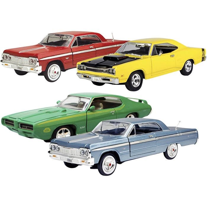 Leksaksbil, American Classics 1:24, L: 22 cm, Innehållet kan variera , 12 st./ 1 förp.