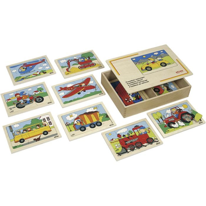 Educo Pussel, transport, stl. 14x20 cm, 5-8 brickor, 10 st./ 1 set