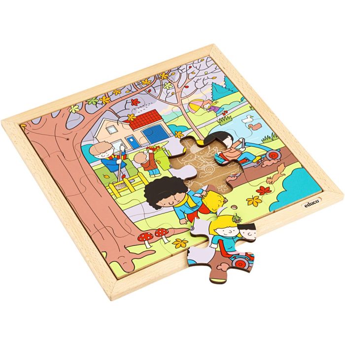 Educo Träpussel, stl. 34x34 cm, 9 brickor, 1 st.