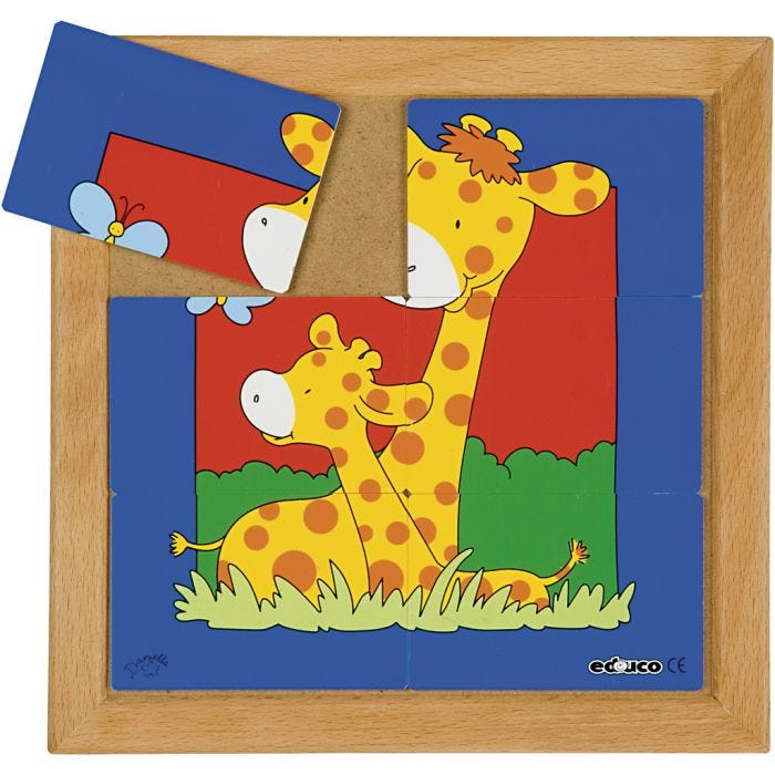 Educo Pussel djur mor och -barn, stl. 24x24 cm, 6 brickor, 1 st.