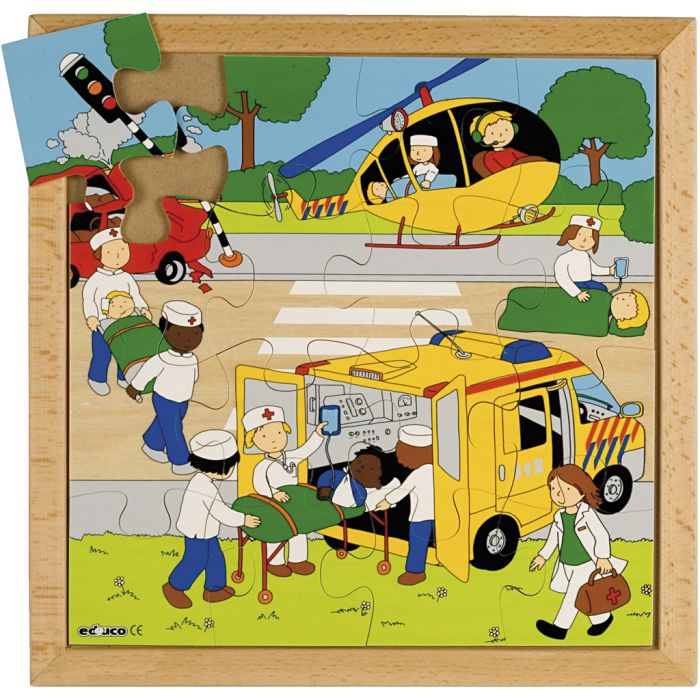 Educo Träpussel, stl. 34x34 cm, 16 brickor, 1 st.