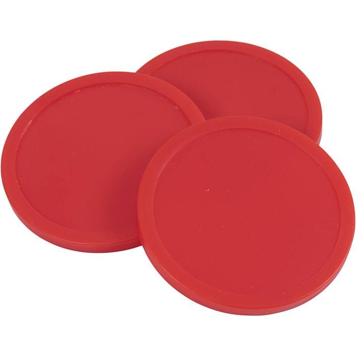 Airhockey-puck, H: 0,5 cm, Dia. 7,5 cm, röd, 12 g, 3 st./ 1 förp.