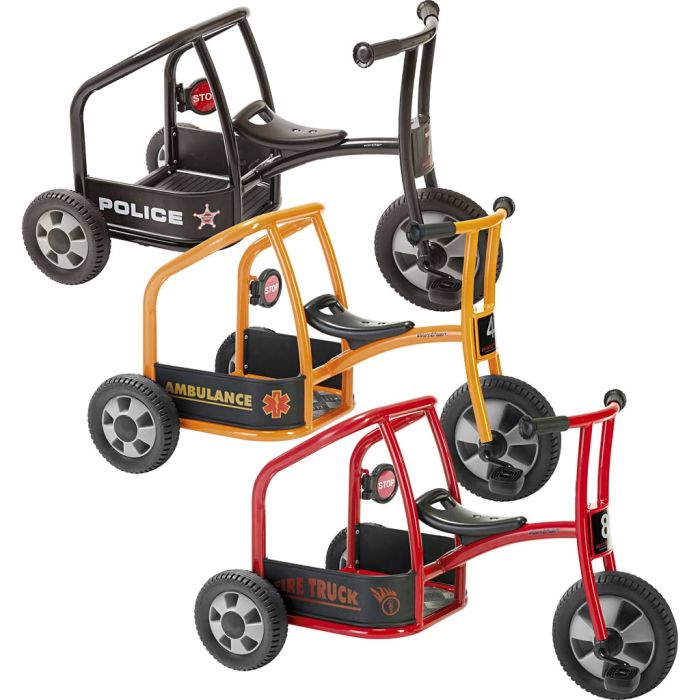 Winther räddningscyklar, Polis, ambulans och brandbil, H: 61 cm, L: 97 cm, B: 59 cm, 3 st./ 1 förp.