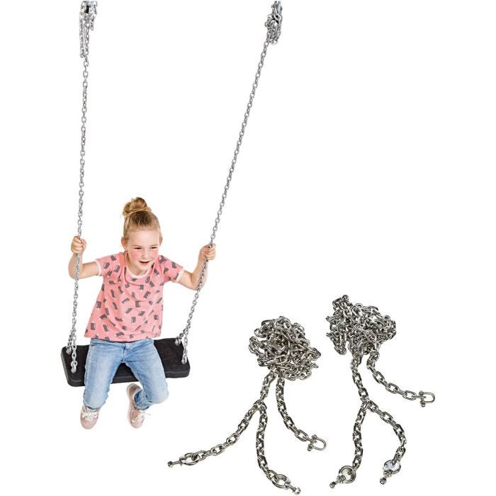 Gunga med stålkedjor, H: 3,85 cm, L: 50 cm, B: 20 cm, 2 delar/ 1 förp.