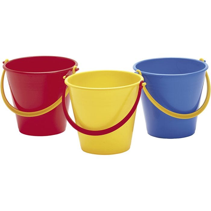 dantoy hinkar med handtag, H: 13 cm, 1,3 l, färger kan variera , 1 l, 1 st.