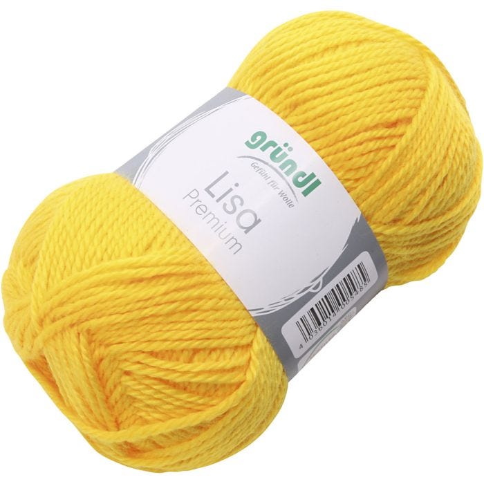 Akrylgarn, gul, 50 g/ 1 nystan