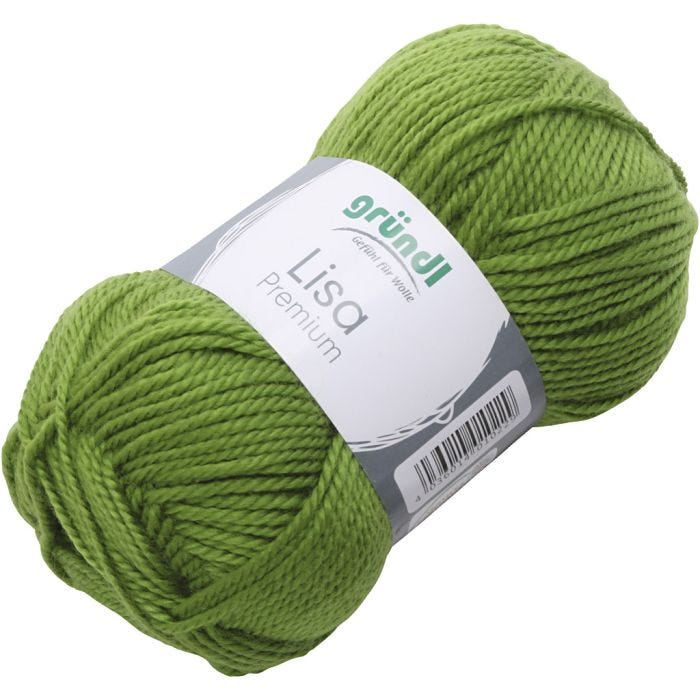 Akrylgarn, ljusgrön, 50 g/ 1 nystan