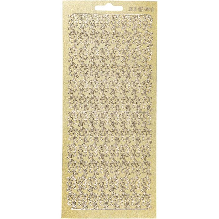 Stickers, bårder, ark 10x23 cm, guld, 1 ark